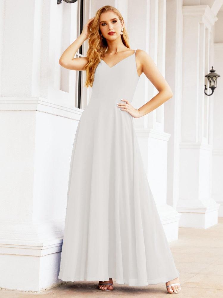 Numbersea Spaghetti Strap Bridesmaid Dresses V Neck Butterfly Back Fromal Evening Party Prom Gown 28036-numbersea