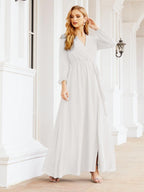 Numbersea Women's Chiffon Bridesmaid Dress A line Long Sleeves Formal Evening Prom Gown for Wedding Guest 28032-numbersea