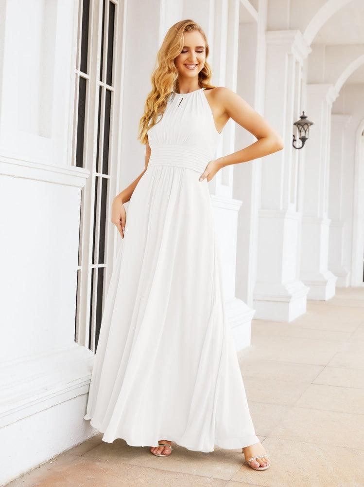 Keyhole Bridesmaid Dresses Sleeveless Formal Evening Party Prom Gowns 28043-numbersea