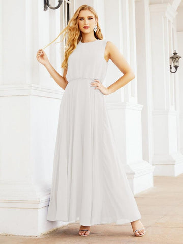 Numbersea Sleeveless Long Bridesmaid Dress A line Formal Evening Prom Gown 28025-numbersea