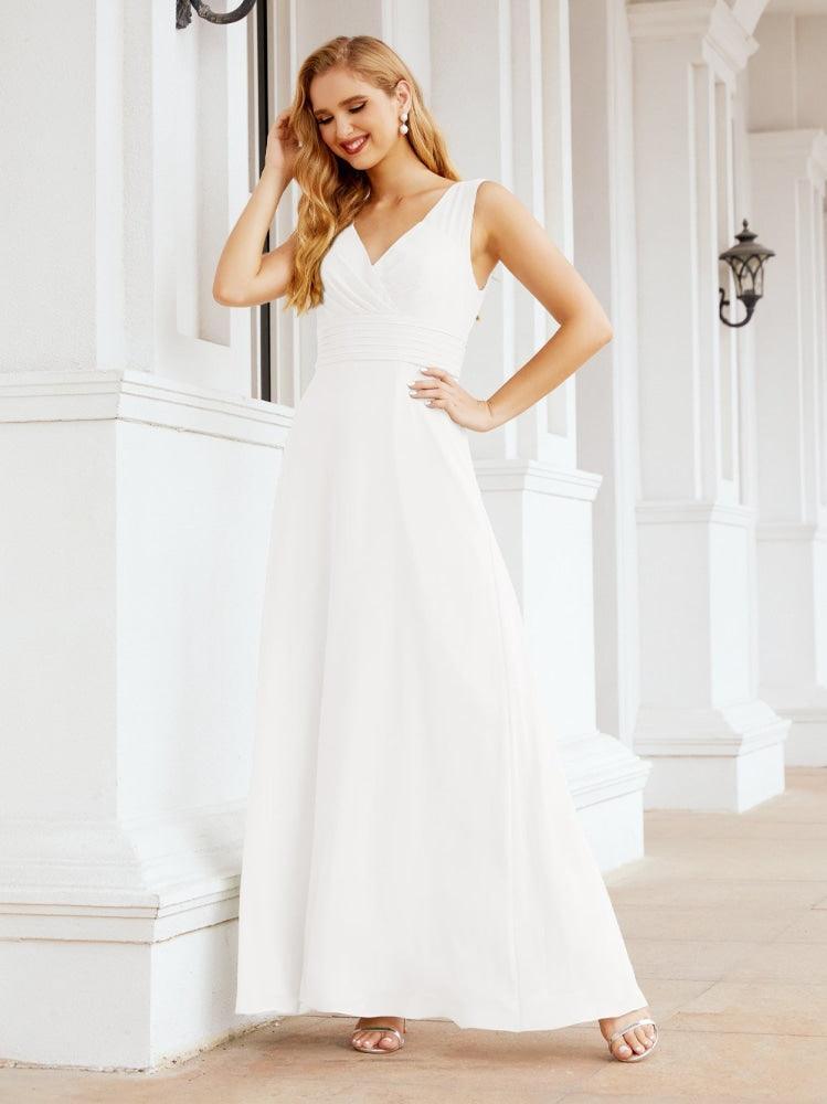 Formal Prom Gown Elegant V-Neck Sleeveless Bridesmaid Dresses for Wedding Party 28037-numbersea