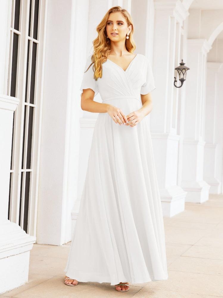 Numbersea Formal Prom Gowns for Mother of The Bride Short Sleeves Bridesmaid Dress 28049-numbersea