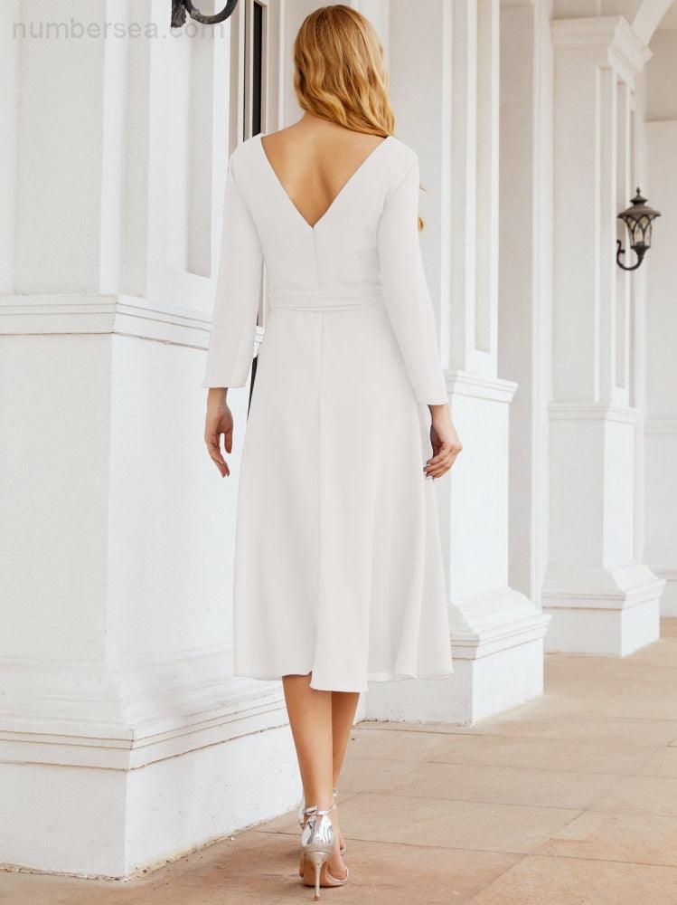 Bridesmaid Dress V-Back Waist Belt Mother of the Bride Wedding Guest 28031-numbersea