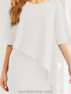 Numbersea Formal Party Gown Dress Long Chiffon Mother Of The Bride Dresses With Ruffle Cape 28026