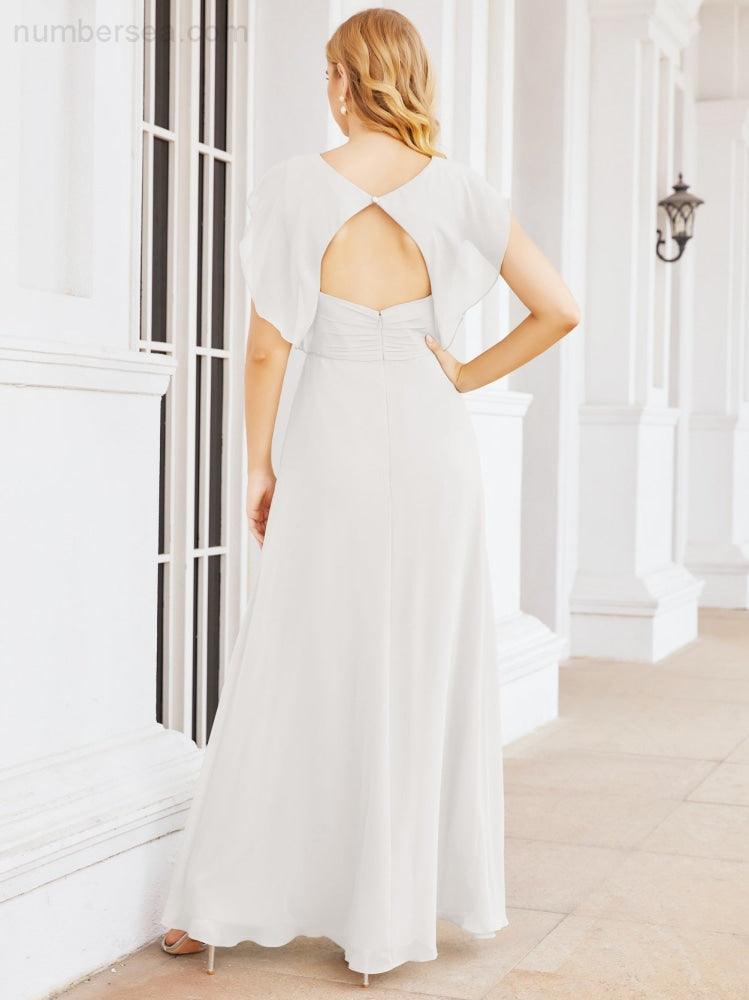 Numbersea Bridesmaid Dresses Cape Formal Prom Dress Open Back Gowns for Mother of The Bride 28058-numbersea