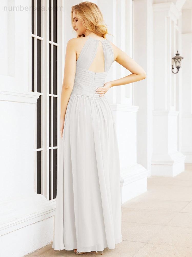 Numbersea Sleeveless Bridesmaid Dresses Long Prom Gown Zipper with Keyhole Back 28056-numbersea