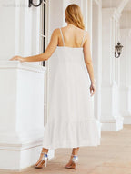 Numbersea Women Strap Chiffon Bridesmaid Dress Ankle Length Sleeveless Blackless Ruffle A Line