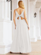 Numbersea Spaghetti Strap Bridesmaid Dresses V Neck Butterfly Back Fromal Evening Party Prom Gown 28036-numbersea