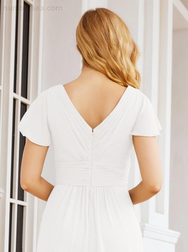 Numbersea Formal Prom Gowns for Mother of The Bride Cap Sleeves Bridesmaid Dress 28047-numbersea