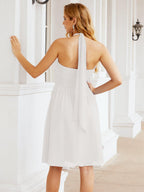 Numbersea Neckholder-Brautjungfernkleid aus Chiffon, kurz, ärmellos, formelles Partykleid, offener Rücken, 28023