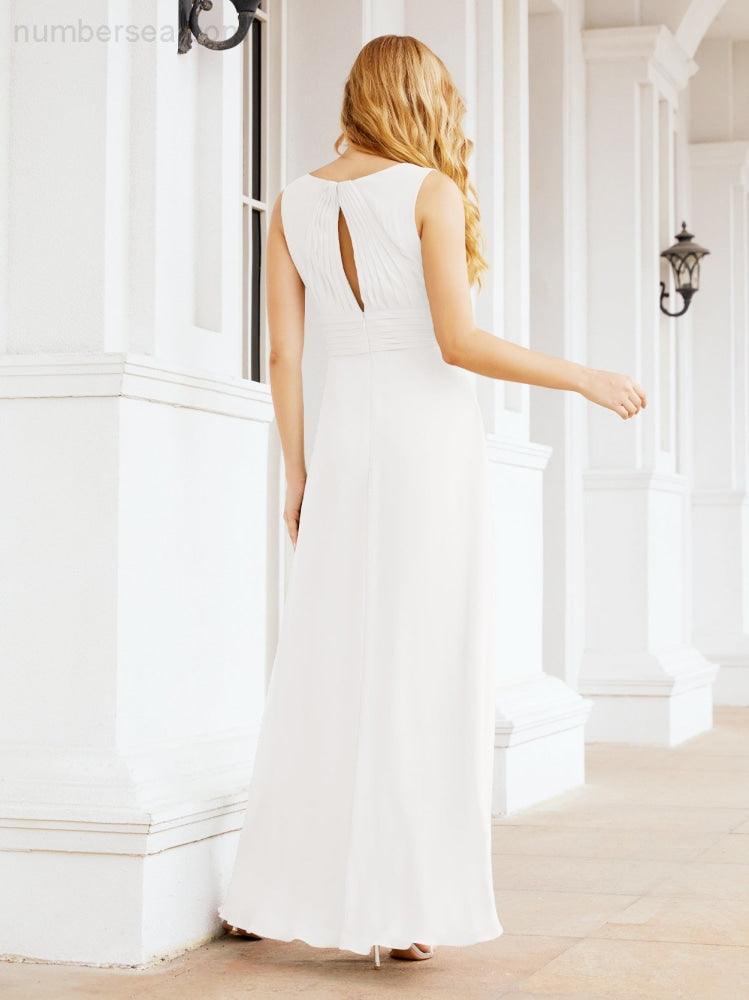 Formal Prom Gown Elegant V-Neck Sleeveless Bridesmaid Dresses for Wedding Party 28037-numbersea