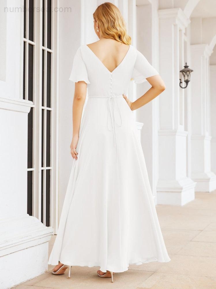 Numbersea Formal Prom Gowns for Mother of The Bride Short Sleeves Bridesmaid Dress 28049-numbersea