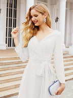 Bridesmaid Dress V-Back Waist Belt Mother of the Bride Wedding Guest 28031-numbersea