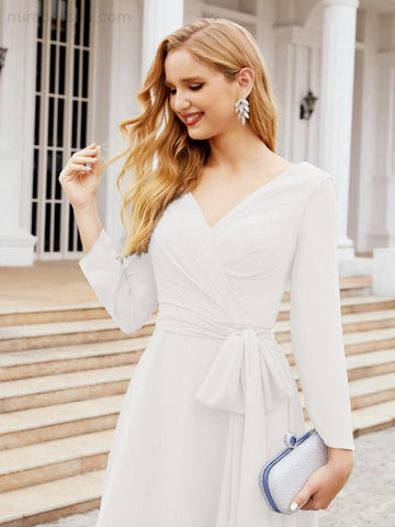 Bridesmaid Dress V-Back Waist Belt Mother of the Bride Wedding Guest 28031-numbersea