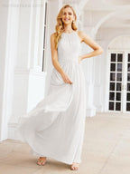 Numbersea Sleeveless Bridesmaid Dresses Long Prom Gown Zipper with Keyhole Back 28056-numbersea