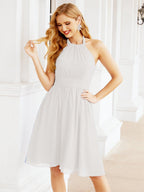 Numbersea Neckholder-Brautjungfernkleid aus Chiffon, kurz, ärmellos, formelles Partykleid, offener Rücken, 28023