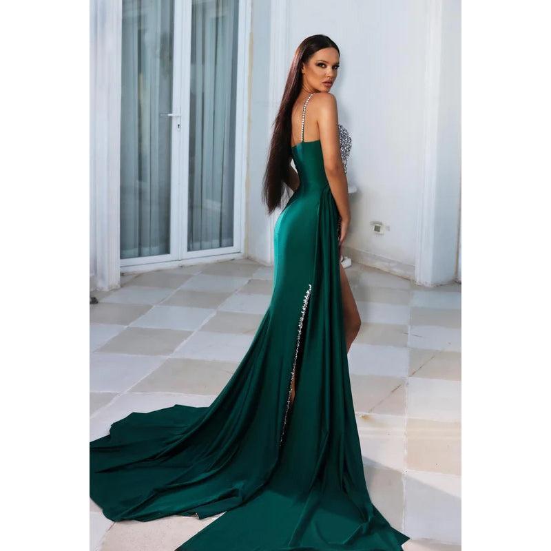 Etui-Linie/Säule Träger Perlenbesetzt Satin Rüschen Ärmellos Ball Abendkleid