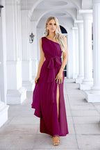 Ladies Chiffon One Shoulder Bridesmaid Evening Dress Wedding Party Evening Dress 28133-numbersea