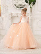 Elegante vestido de tul sin mangas estilo princesa de corte A para niña de las flores 