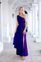 Ladies Chiffon One Shoulder Bridesmaid Evening Dress Wedding Party Evening Dress 28133-numbersea