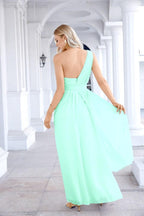 Ladies Chiffon One Shoulder Bridesmaid Evening Dress Wedding Party Evening Dress 28133-numbersea