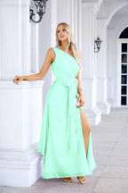 Ladies Chiffon One Shoulder Bridesmaid Evening Dress Wedding Party Evening Dress 28133-numbersea