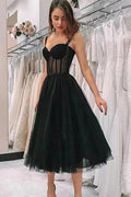 Süße Träger kurze Ballkleid schwarz Fee Vintage Homecoming Party Kleider