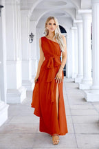 Ladies Chiffon One Shoulder Bridesmaid Evening Dress Wedding Party Evening Dress 28133-numbersea