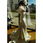 Sweetheart Long Sleeve Floral Embellished Trumpet Party Prom Evening Dress