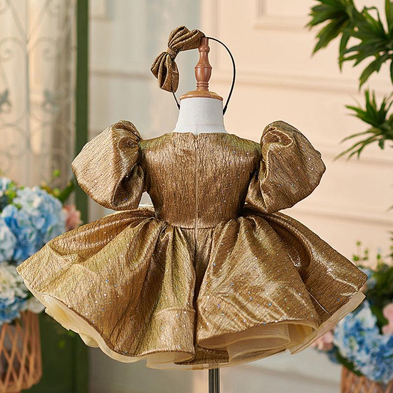 Vestido de fiesta de primer cumpleaños para niña, de jacquard, hasta la rodilla 