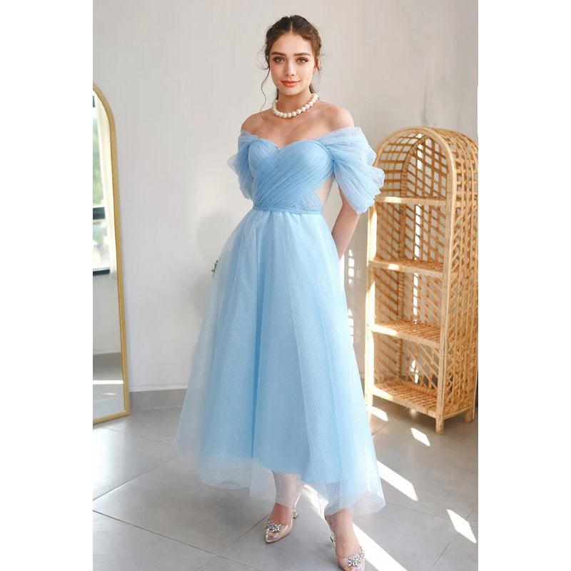 Wunderschönes und bezauberndes schulterfreies A-Linien-Party-Ballkleid aus Tüll
