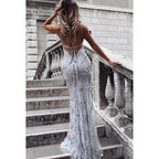 Vestido formal de noche de graduación sin mangas con apliques de tul y escote en V de corte trompeta/sirena