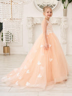 Elegante vestido de tul sin mangas estilo princesa de corte A para niña de las flores 