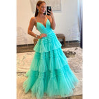 Glitzer A-Linie V-Ausschnitt Spaghettiträger Ballkleid Ballkleid Abendkleider 