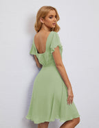 Numbersea Chiffon Bridesmaid Dress V Neck Short Cocktail Gowns For Juniors Homecoming Dresses 28077
