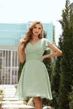 Neck Chiffon Bridesmaid Dresses Formal Cocktail Prom Gown Homecoming 28013 Sage Green