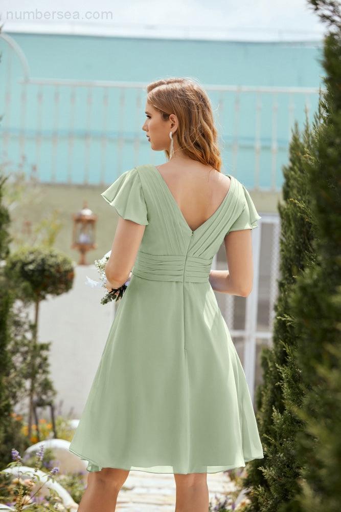 Neck Chiffon Bridesmaid Dresses Formal Cocktail Prom Gown Homecoming 28013