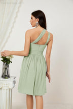 Numbersea Women Chiffon Short One Shoulder Bridesmaid Dress Formal Dresses For Party Homecoming 2804