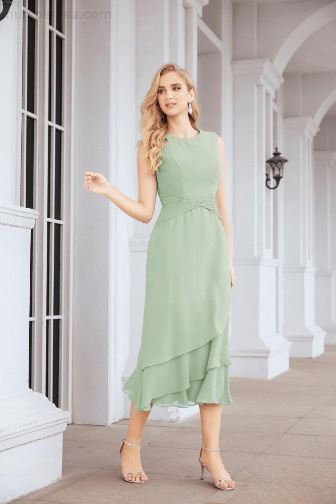 Numbersea Formal Party Gown Dress Chiffon Long Mother of The Bride Dresses with Ruffle Cape 28072 - numbersea