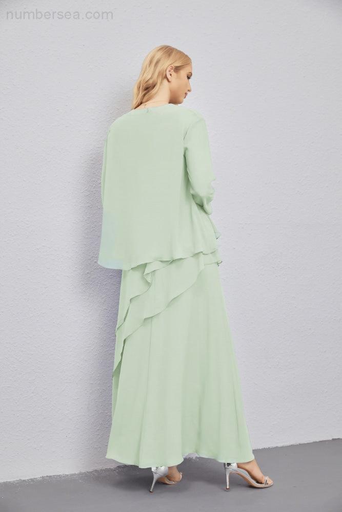 Mother of Bride Dresses with Open Front Lightweight Cardigan Formal Prom Gown 28081-numbersea