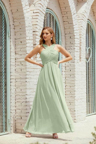 Halter Bridesmaid Dresses Formal Cocktail Prom Gown 28015-numbersea