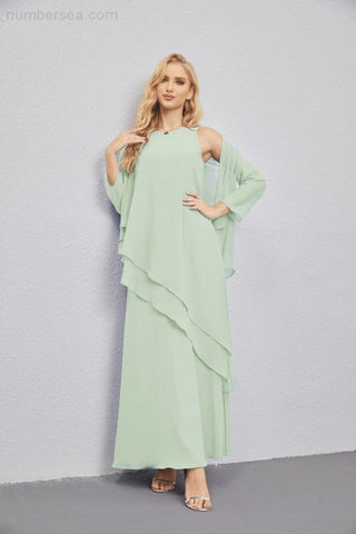 Mother of Bride Dresses with Open Front Lightweight Cardigan Formal Prom Gown 28081-numbersea