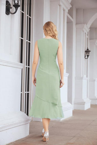Numbersea Formal Party Gown Dress Chiffon Long Mother of The Bride Dresses with Ruffle Cape 28072 - numbersea