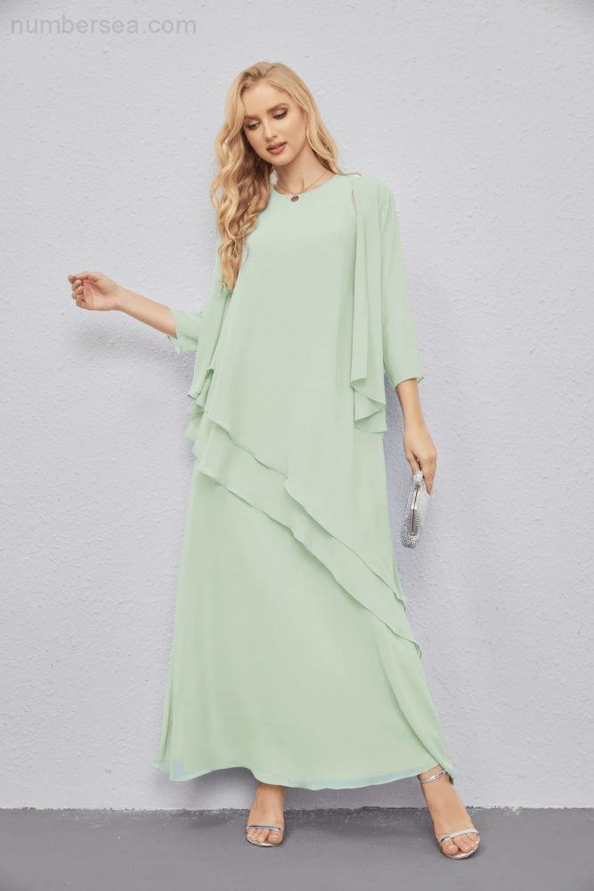 Mother of Bride Dresses with Open Front Lightweight Cardigan Formal Prom Gown 28081-numbersea