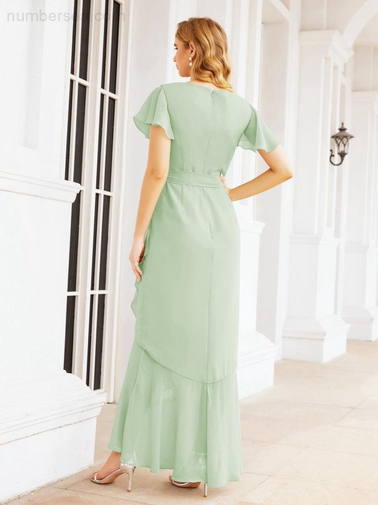 Numbersea Ruffled Bridesmaid Dresses Mermaid Formal Violin Evening Party Prom Gowns 28042-numbersea