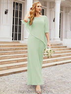 Numbersea Formal Party Gown Dress Long Chiffon Mother Of The Bride Dresses With Ruffle Cape 28026