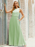 Lace Bridesmaid Dress Floor Length Evening Gowns with Pockets 28017-numbersea