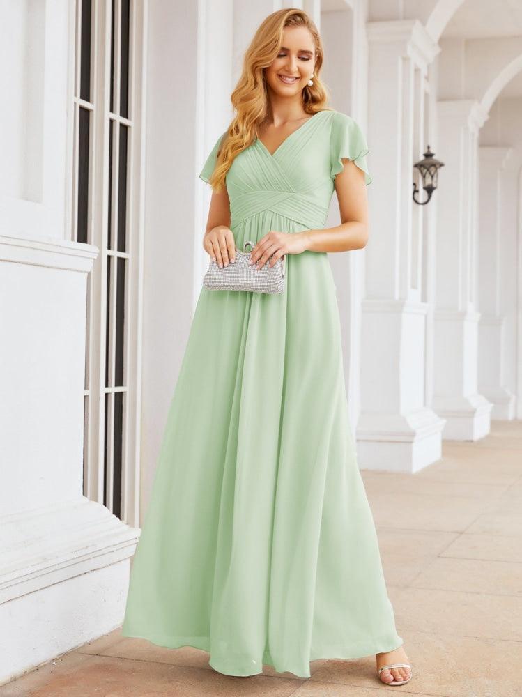 Numbersea Formal Prom Gowns for Mother of The Bride Cap Sleeves Bridesmaid Dress 28047-numbersea