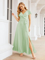 Bridesmaid Dresses with Flutter Sleeves Formal Evening Party Prom Gowns 28044-numbersea