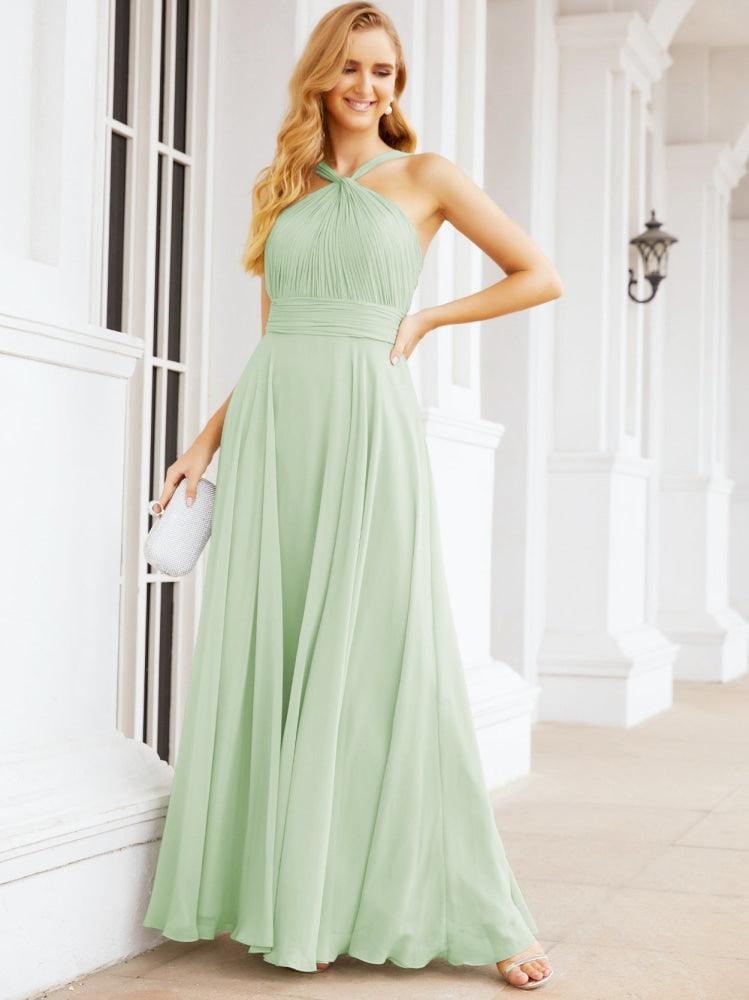 Numbersea Crisscross Halter Bridesmaid Dresses for Party Wedding Evening Prom Maxi Ball Gowns 28053-numbersea